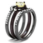TK1346DC - IP Light Black (IP Gun) & IP Dark Brown (IP coffee) Stainless Steel Ring with AAA Grade CZ  in Citrine Yellow-3