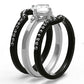 TK1346 - Two-Tone IP Black Stainless Steel Ring with AAA Grade CZ  in Clear-3