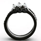 TK1347 - Two-Tone IP Black Stainless Steel Ring with AAA Grade CZ  in Clear-2