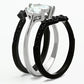 TK1347 - Two-Tone IP Black Stainless Steel Ring with AAA Grade CZ  in Clear-3