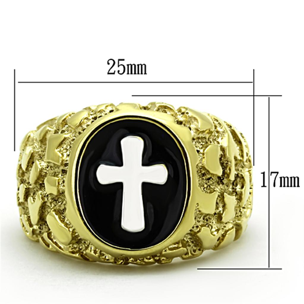 TK1358 - Two-Tone IP Gold (Ion Plating) Stainless Steel Ring with No Stone-1