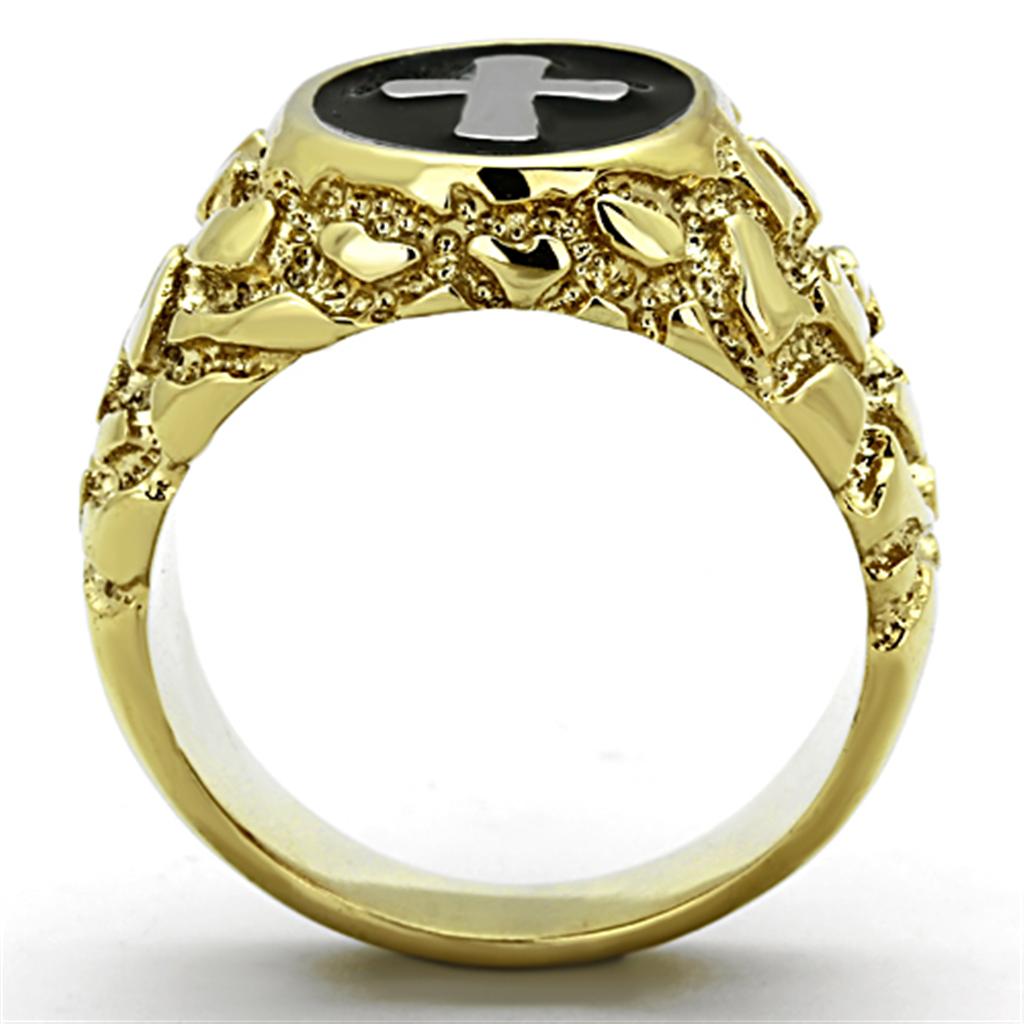 TK1358 - Two-Tone IP Gold (Ion Plating) Stainless Steel Ring with No Stone-2