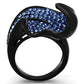 TK1362 - IP Black(Ion Plating) Stainless Steel Ring with Top Grade Crystal  in Sapphire-2