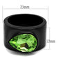TK1363J - IP Black(Ion Plating) Stainless Steel Ring with Top Grade Crystal  in Peridot-1