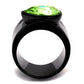 TK1363J - IP Black(Ion Plating) Stainless Steel Ring with Top Grade Crystal  in Peridot-2