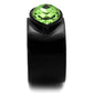 TK1363J - IP Black(Ion Plating) Stainless Steel Ring with Top Grade Crystal  in Peridot-3