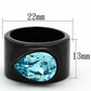 TK1363 - IP Black(Ion Plating) Stainless Steel Ring with Top Grade Crystal  in Light Sapphire-1