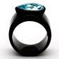 TK1363 - IP Black(Ion Plating) Stainless Steel Ring with Top Grade Crystal  in Light Sapphire-2