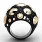 TK1366 - IP Black(Ion Plating) Stainless Steel Ring with Top Grade Crystal  in Metallic Light Gold-2