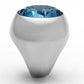 TK1367 - High polished (no plating) Stainless Steel Ring with Synthetic Synthetic Glass in Sea Blue-3