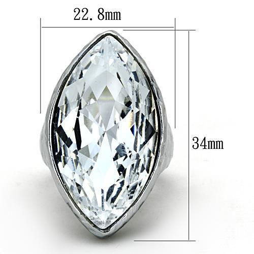 TK1368 - IP rhodium (PVD) Stainless Steel Ring with Top Grade Crystal  in Clear-1