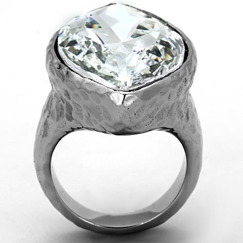 TK1368 - IP rhodium (PVD) Stainless Steel Ring with Top Grade Crystal  in Clear-2