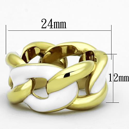 TK1369 - IP Gold(Ion Plating) Stainless Steel Ring with Epoxy  in White-1