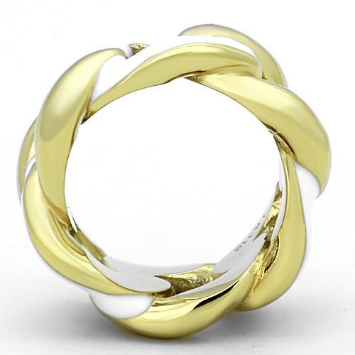 TK1369 - IP Gold(Ion Plating) Stainless Steel Ring with Epoxy  in White-2