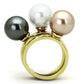 TK1370 - IP Gold(Ion Plating) Stainless Steel Ring with Synthetic Pearl in Multi Color-2