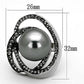 TK1371 - High polished (no plating) Stainless Steel Ring with Synthetic Pearl in Gray-1