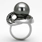 TK1371 - High polished (no plating) Stainless Steel Ring with Synthetic Pearl in Gray-2