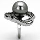 TK1371 - High polished (no plating) Stainless Steel Ring with Synthetic Pearl in Gray-3