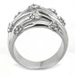 TK1372 - High polished (no plating) Stainless Steel Ring with Top Grade Crystal  in Clear-2