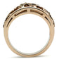 TK1380 - IP Rose Gold(Ion Plating) Stainless Steel Ring with Top Grade Crystal  in Citrine Yellow-2