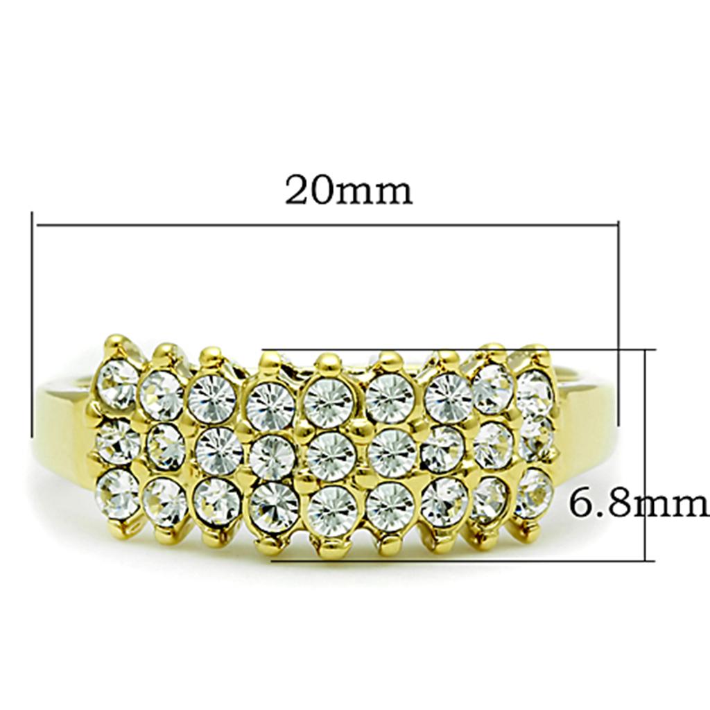 TK1384 - IP Gold(Ion Plating) Stainless Steel Ring with Top Grade Crystal  in Clear-1