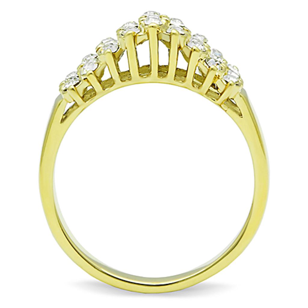 TK1384 - IP Gold(Ion Plating) Stainless Steel Ring with Top Grade Crystal  in Clear-2