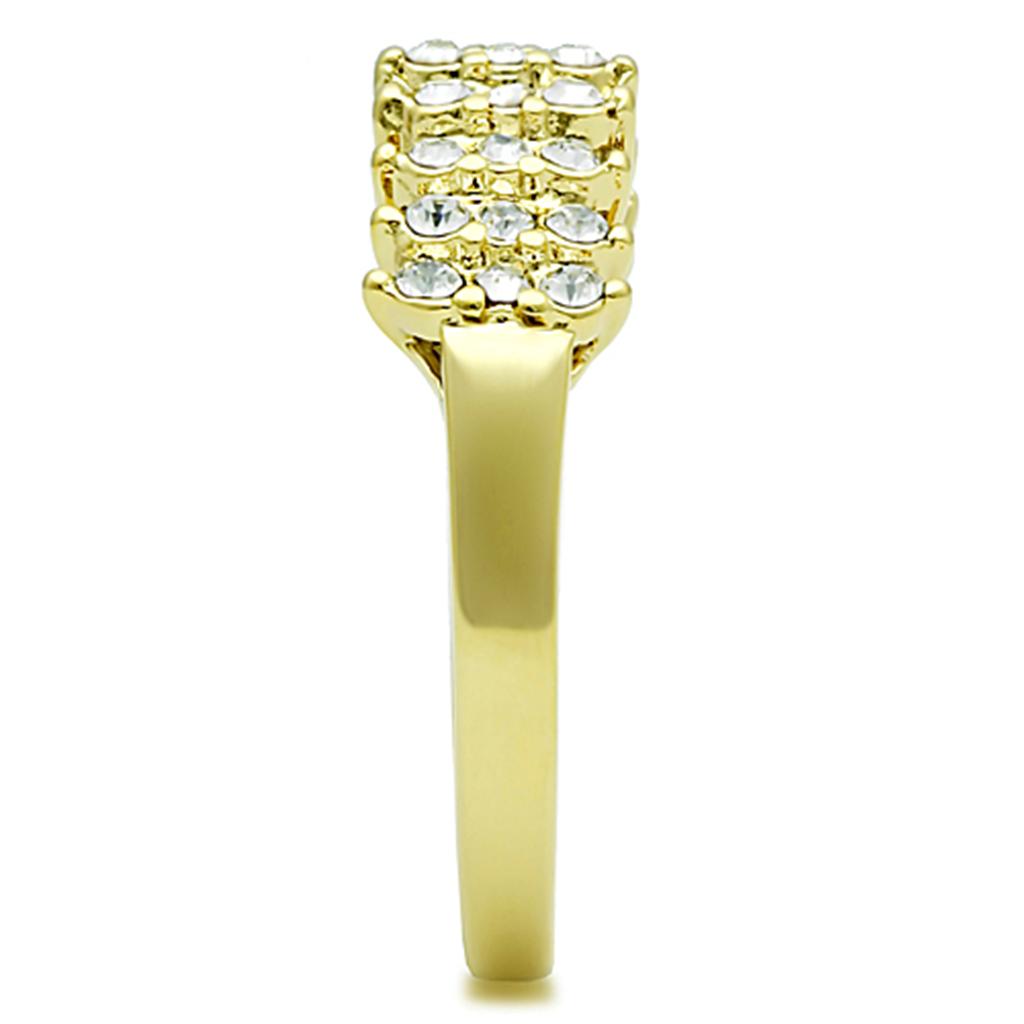 TK1384 - IP Gold(Ion Plating) Stainless Steel Ring with Top Grade Crystal  in Clear-3