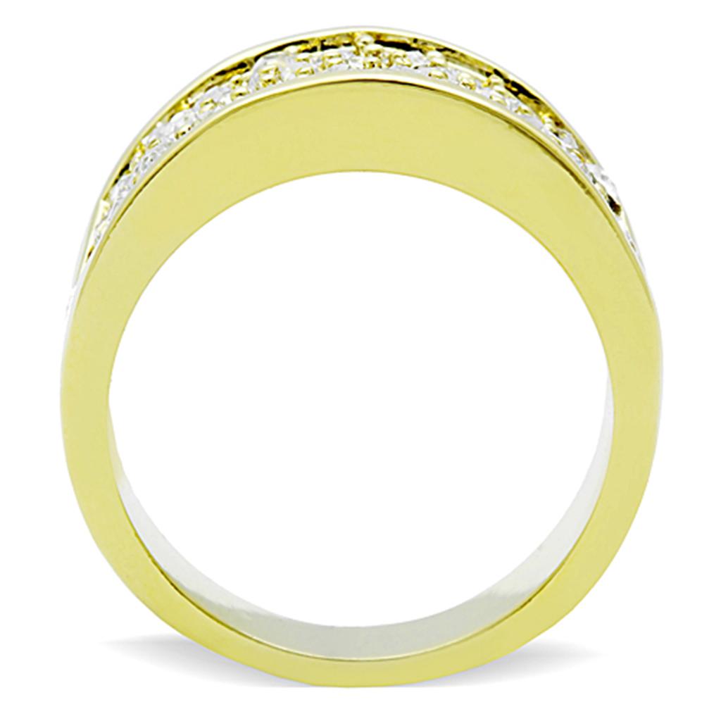 TK1385 - IP Gold(Ion Plating) Stainless Steel Ring with Top Grade Crystal  in Clear-2