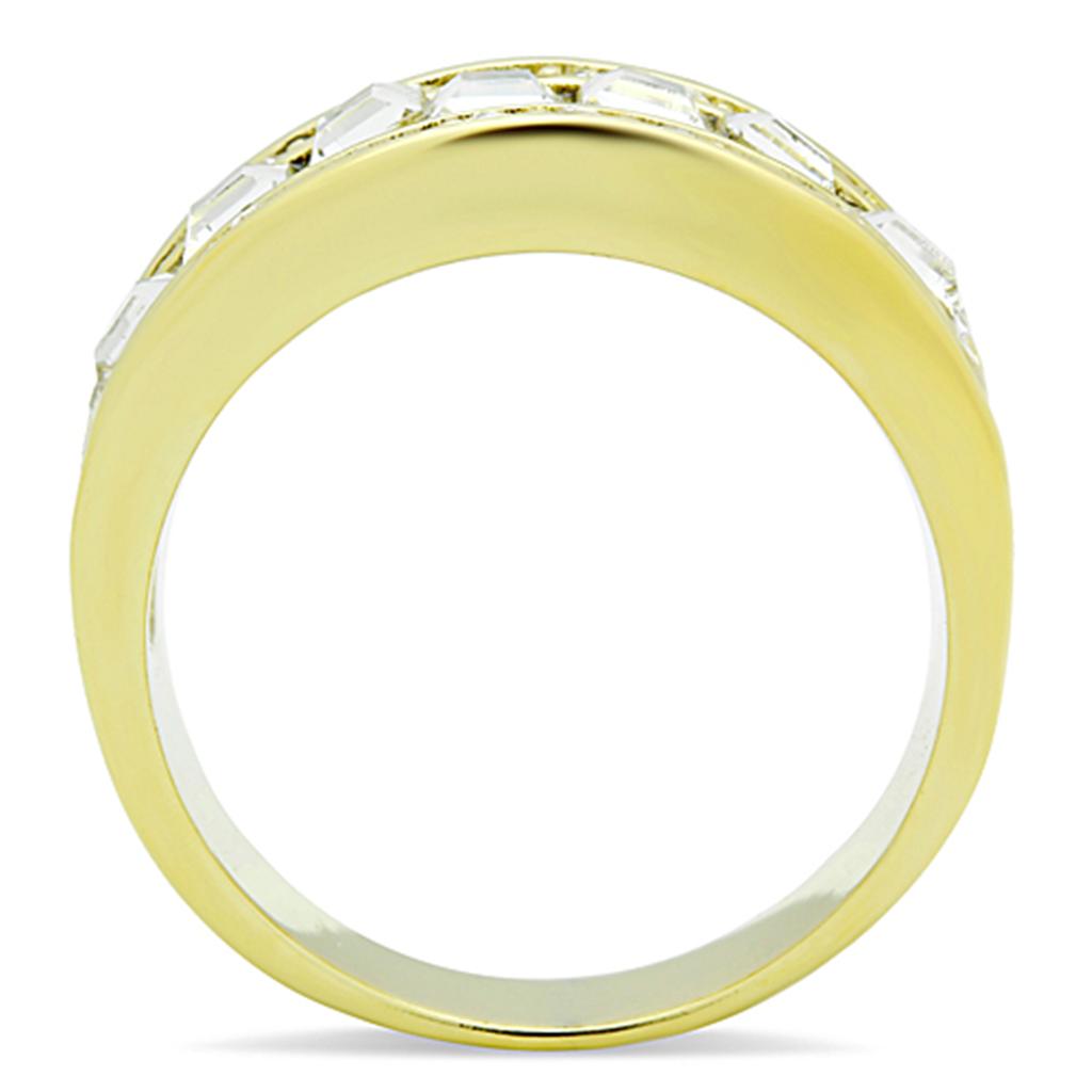 TK1386 - IP Gold(Ion Plating) Stainless Steel Ring with Top Grade Crystal  in Clear-2