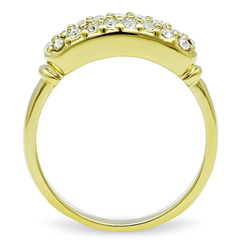 TK1389 - IP Gold(Ion Plating) Stainless Steel Ring with Top Grade Crystal  in Clear-2