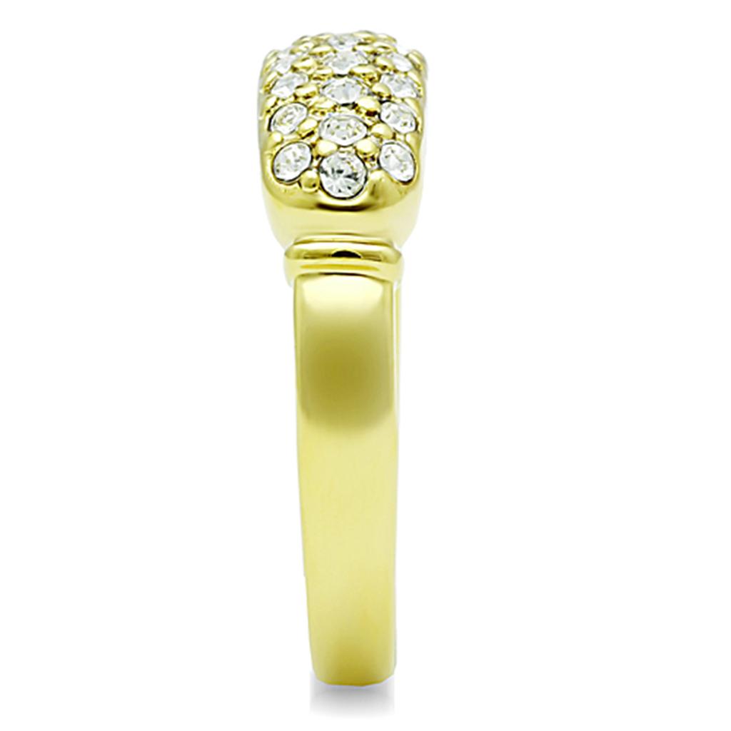 TK1389 - IP Gold(Ion Plating) Stainless Steel Ring with Top Grade Crystal  in Clear-3