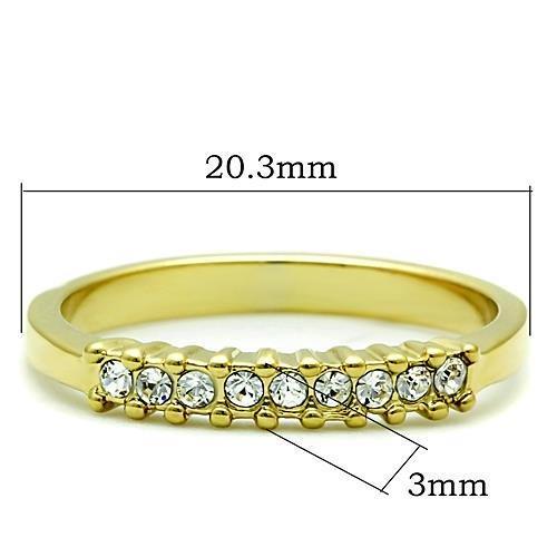 TK1390 - IP Gold(Ion Plating) Stainless Steel Ring with Top Grade Crystal  in Clear-1