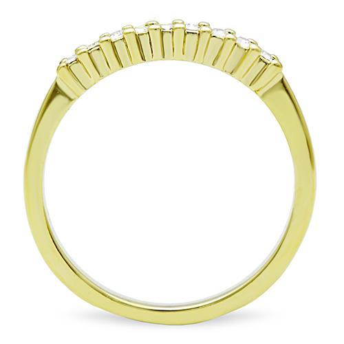 TK1390 - IP Gold(Ion Plating) Stainless Steel Ring with Top Grade Crystal  in Clear-2