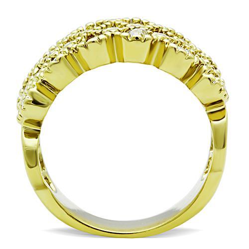 TK1394 - IP Gold(Ion Plating) Stainless Steel Ring with Top Grade Crystal  in Clear-2
