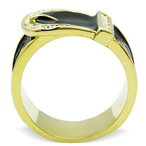 TK1396 - IP Gold(Ion Plating) Stainless Steel Ring with Top Grade Crystal  in Clear-2