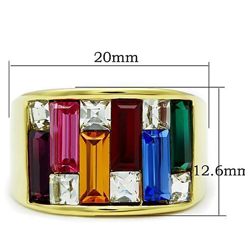 TK1397 - IP Gold(Ion Plating) Stainless Steel Ring with Top Grade Crystal  in Multi Color-1