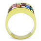 TK1397 - IP Gold(Ion Plating) Stainless Steel Ring with Top Grade Crystal  in Multi Color-2