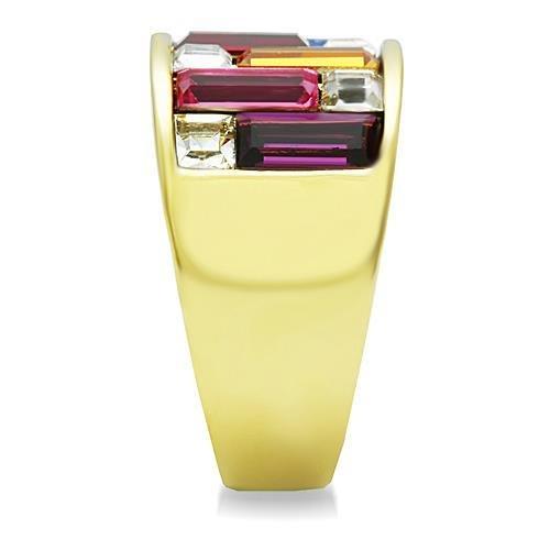 TK1397 - IP Gold(Ion Plating) Stainless Steel Ring with Top Grade Crystal  in Multi Color-3