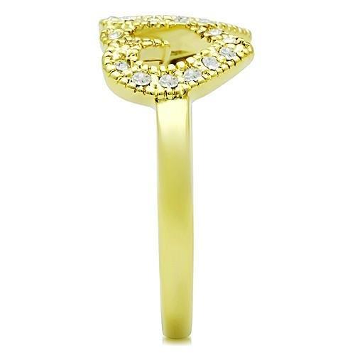 TK1398 - IP Gold(Ion Plating) Stainless Steel Ring with Top Grade Crystal  in Clear-3