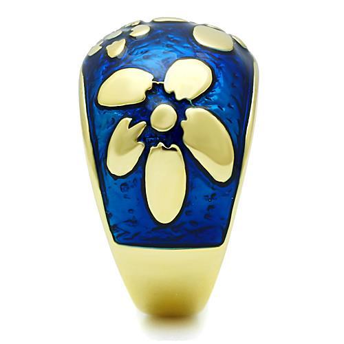 TK1399 - IP Gold(Ion Plating) Stainless Steel Ring with Epoxy  in Capri Blue-3