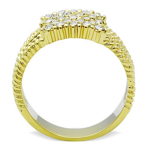 TK1400 - IP Gold(Ion Plating) Stainless Steel Ring with Top Grade Crystal  in Clear-2
