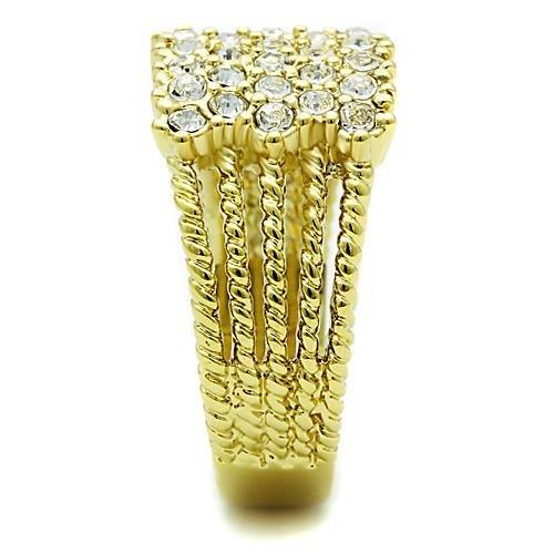 TK1400 - IP Gold(Ion Plating) Stainless Steel Ring with Top Grade Crystal  in Clear-3
