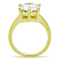 TK1407 - IP Gold(Ion Plating) Stainless Steel Ring with AAA Grade CZ  in Clear-2