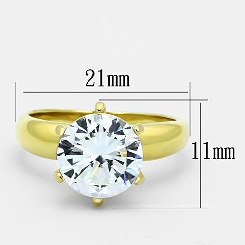 TK1408 - IP Gold(Ion Plating) Stainless Steel Ring with AAA Grade CZ  in Clear-1
