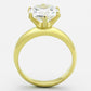 TK1408 - IP Gold(Ion Plating) Stainless Steel Ring with AAA Grade CZ  in Clear-2