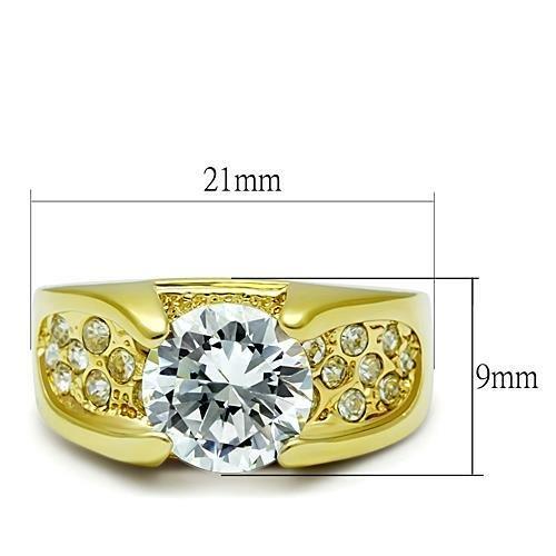 TK1411 - IP Gold(Ion Plating) Stainless Steel Ring with AAA Grade CZ  in Clear-1