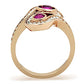 TK1413 - IP Rose Gold(Ion Plating) Stainless Steel Ring with Top Grade Crystal  in Fuchsia-2