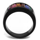 TK1415J - IP Black(Ion Plating) Stainless Steel Ring with Top Grade Crystal  in Multi Color-2