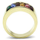 TK1415 - IP Gold(Ion Plating) Stainless Steel Ring with Top Grade Crystal  in Multi Color-2