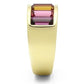 LO5W009- IP Gold(Ion Plating) Brass Ring with Top Grade Crystal  in Multi Color-3